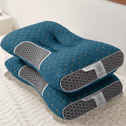 2-Pack Neck Pillow Soft Knitted Massage- Adjustable Ergonomic Orthopedic Contour Support, High Quality Pillow Core, Removable Cover for Sleeping Comfort
