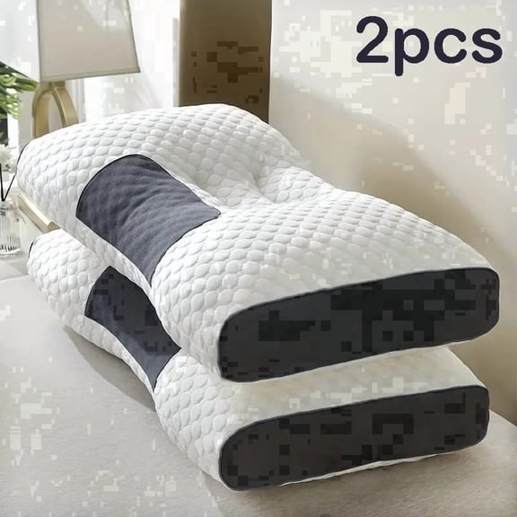 2-Pack Neck Pillow Soft Knitted Massage- Adjustable Ergonomic Orthopedic Contour Support, High Quality Pillow Core, Removable Cover for Sleeping Comfort