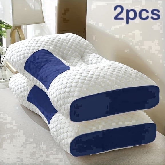 2-Pack Neck Pillow Soft Knitted Massage- Adjustable Ergonomic Orthopedic Contour Support, High Quality Pillow Core, Removable Cover for Sleeping Comfort