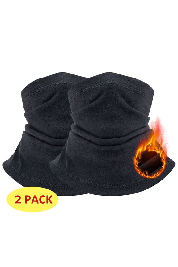 2 Pack Neck Warmer Face Mask Winter Fleece Neck Gaiter Women Thermal Ski Mask for Men Black