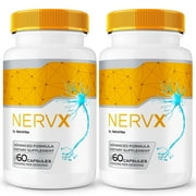 2 Pack NervX   Natural Daily Support Blend for Nerves, Memory & Focus | Nerv X Easy-to-Take Capsules 120 Capsules