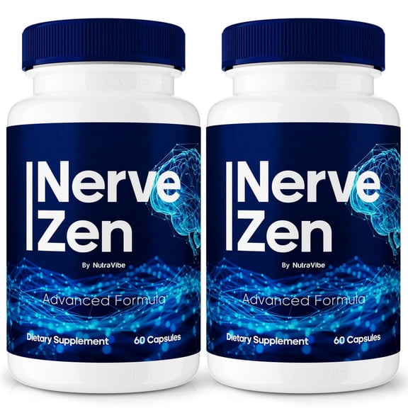 (2 Pack) Nerve Zen – Natural Daily Support Blend for Nerves, Memory & Focus | NerveZen Easy-to-Take Capsules (120 Capsules)