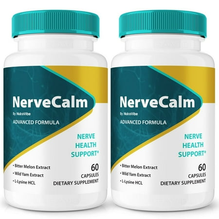 (2 Pack) NerveCalm – Natural Daily Support Blend for Nerves, Memory & Focus | Nerve Calm Easy-to-Take Capsules (120 Capsules)
