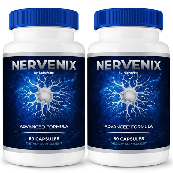 (2 Pack) Nervenix  Natural Daily Support Blend for Nerves, Memory & Focus |Nervenix Easy-to-Take Capsules (120 Capsules)