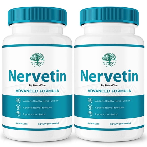(2 Pack) Nervetin Natural Daily Support Blend for Nerves, Memory & Focus |Nervetin Easy-to-Take Capsules (120 Capsules)