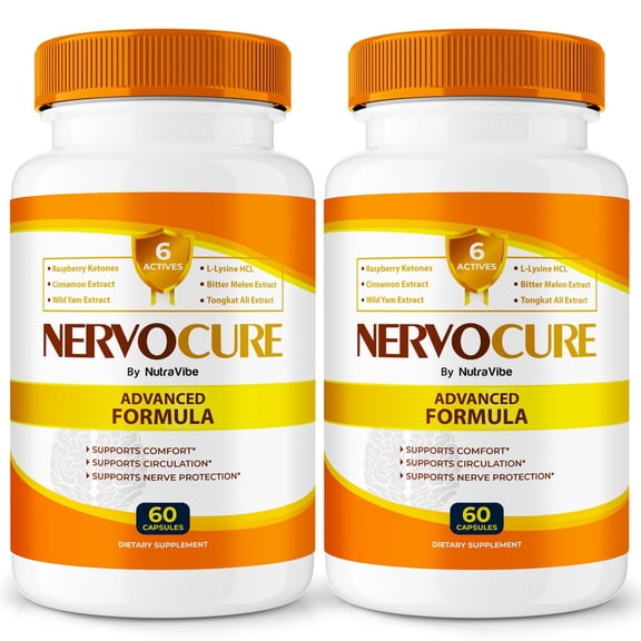 (2 Pack) NervoCure Capsules, All Natural Formula for Cognitive Health & Wellness, Maximum Strength Supplement for Holistic Support, Brain-Boosting Pills Plus, Nervo Cure Reviews (120 Capsules)