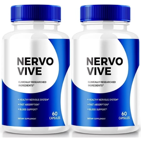 (2 Pack) NervoVive Capsules, Nervo Vive Nerve Health Support Pills, All Natural Potent Supplement, Maximum Strength Formula for Overall Health and Wellness, Official Reviews (120 Capsules)