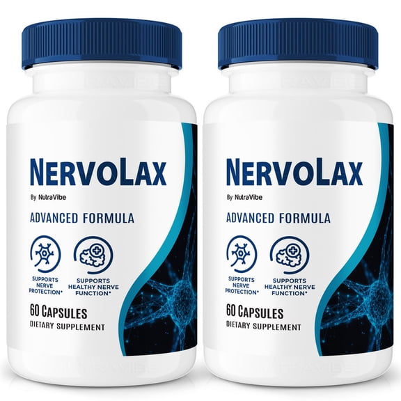 (2 Pack) Nervolax  Natural Daily Support Blend for Nerves, Memory & Focus |Nervo Lax Easy-to-Take Capsules (120 Capsules)