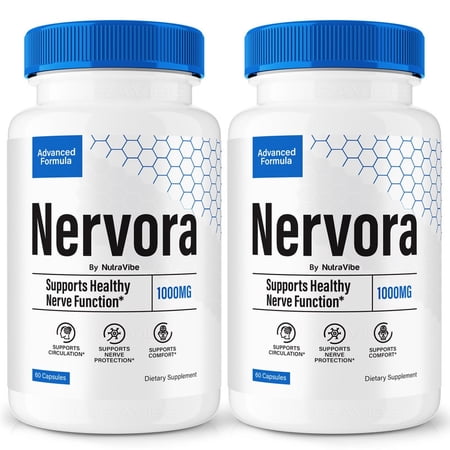 (2 Pack) Nervora – Natural Daily Support Blend for Nerves, Memory & Focus |Nervora Easy-to-Take Capsules (120 Capsules)