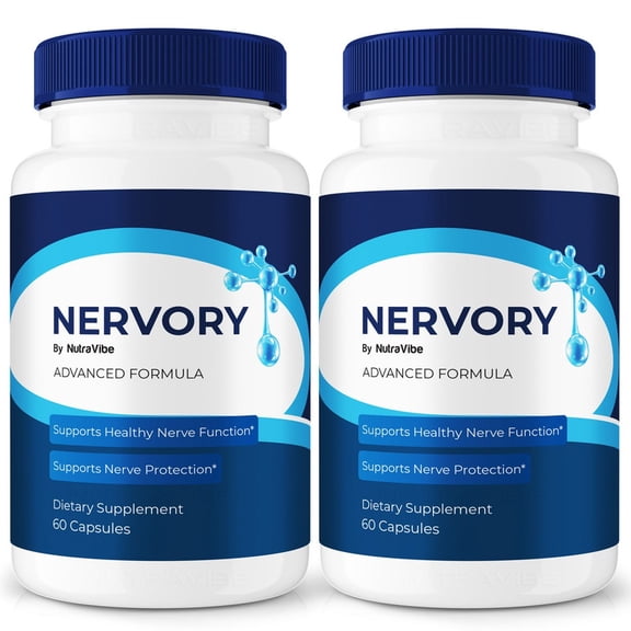 (2 Pack) Nervory Natural Daily Support Blend for Nerves, Memory & Focus | Nervory Easy-to-Take Capsules (120 Capsules)