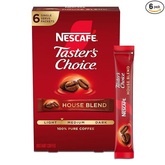 (2 pack) Nescafe Taster's Choice 6 Piece House Blend Instant Coffee Single Serve Sticks, 0.63 oz
