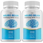 2 Pack Neuro Brain and Focus Supplement, Neuro Brain Memory Focus and Cognitive Support, Neuro Brain Pills Nootropic NeuroBrain to Boost Memory Neuro Brain Vitamin 120 Capsules