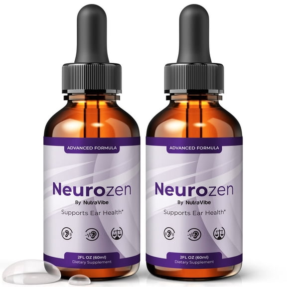 (2 Pack) NeuroZen Daily Hearing Support Drops with a Clean Liquid Formula for Ear Health, Auditory Clarity and Inner Ear Balance | Easy-to-Use Dropper (120 Servings)