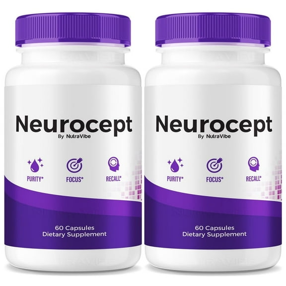 (2 Pack) Neurocept Capsules Clean Daily Formula with Ingredients to Help Support Concentration, Cognitive Recall & Everyday Focus | Just 2 Easy-to-Swallow Pills a Day (120 Capsules)