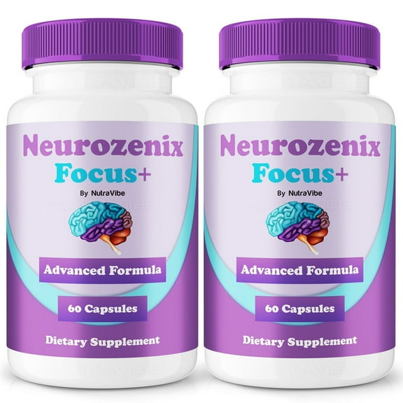 (2 Pack) Neurozenix Focus+ Daily Formula with a Natural Blend to Help Maintain Focus, Memory & Concentration | Clean, Gentle, Easy-to-Swallow Capsules for Everyday Sharpness (120 Capsules)