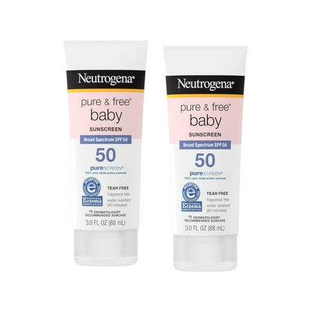 2 Pack Neutrogena Pure & Free Baby SPF 50 Sunscreen 3 Ounce
