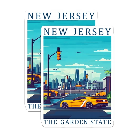 (2 Pack) New Jersey Magnets - Garden State Art - Cityscape Fridge Magnets - 5" On Longest Side - Premium Magnet - for Cars, Refrigerators, Toolboxes, Lockers - Made in USA - MAG17516