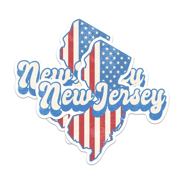 (2 Pack) New Jersey State Outline Magnets - NJ State Shape with USA Flag - 5" On Longest Side - Premium Magnet - Choose Your State - for Cars, Refrigerators, Toolboxes - Made in USA - MAG1156