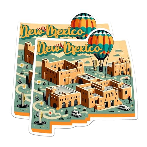 (2 Pack) New Mexico State Shape Magnets - NM State Magnet - Choose from 50 States - 5" On Longest Side - Premium Magnet - for Cars, Refrigerators, Toolboxes - Made in USA - MAG1266