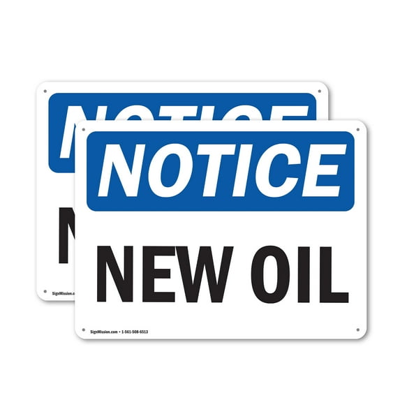 (2 Pack) New Oil OSHA Notice Sign 24 Inch X 18 Inch Plastic Sign, Weather Resistant, UV Protected for Workplace, Business, and Construction Site, Made in the USA
