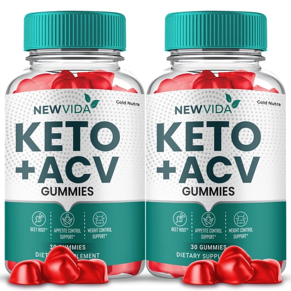 (2 Pack) New Vida Keto ACV Gummies, Apple Cider Vinegar, Max Strength, 2 Month Supply Dietary Supplement, Made in USA