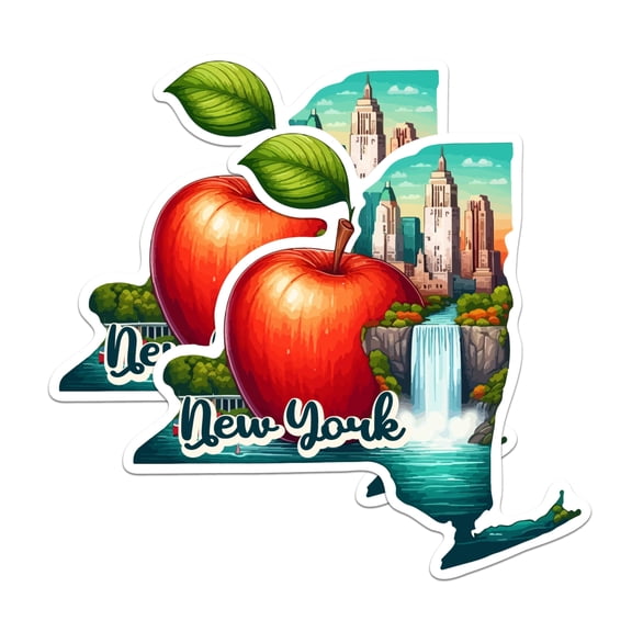 (2 Pack) New York State Shape Stickers - NY State Sticker - Choose from 50 States - 5 Inches On Longest Side - Premium Vinyl - for Cars, Skateboards, Laptops - Made in USA - BMCS1268