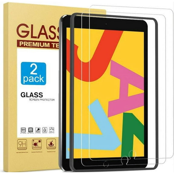 2 Pack - New iPad 7th and 8th Generation Tempered Glass Screen Protector (Compatible for iPad 10.2 inch)
