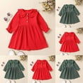 thumbnail image 1 of 2 Pack Newborn Girls Long Sleeve Dresses Fall Size 0-3 Toddlers Kids Cute Ruffle Doll-Collar Solid Color Soft Casual A-Line Dress, 1 of 8