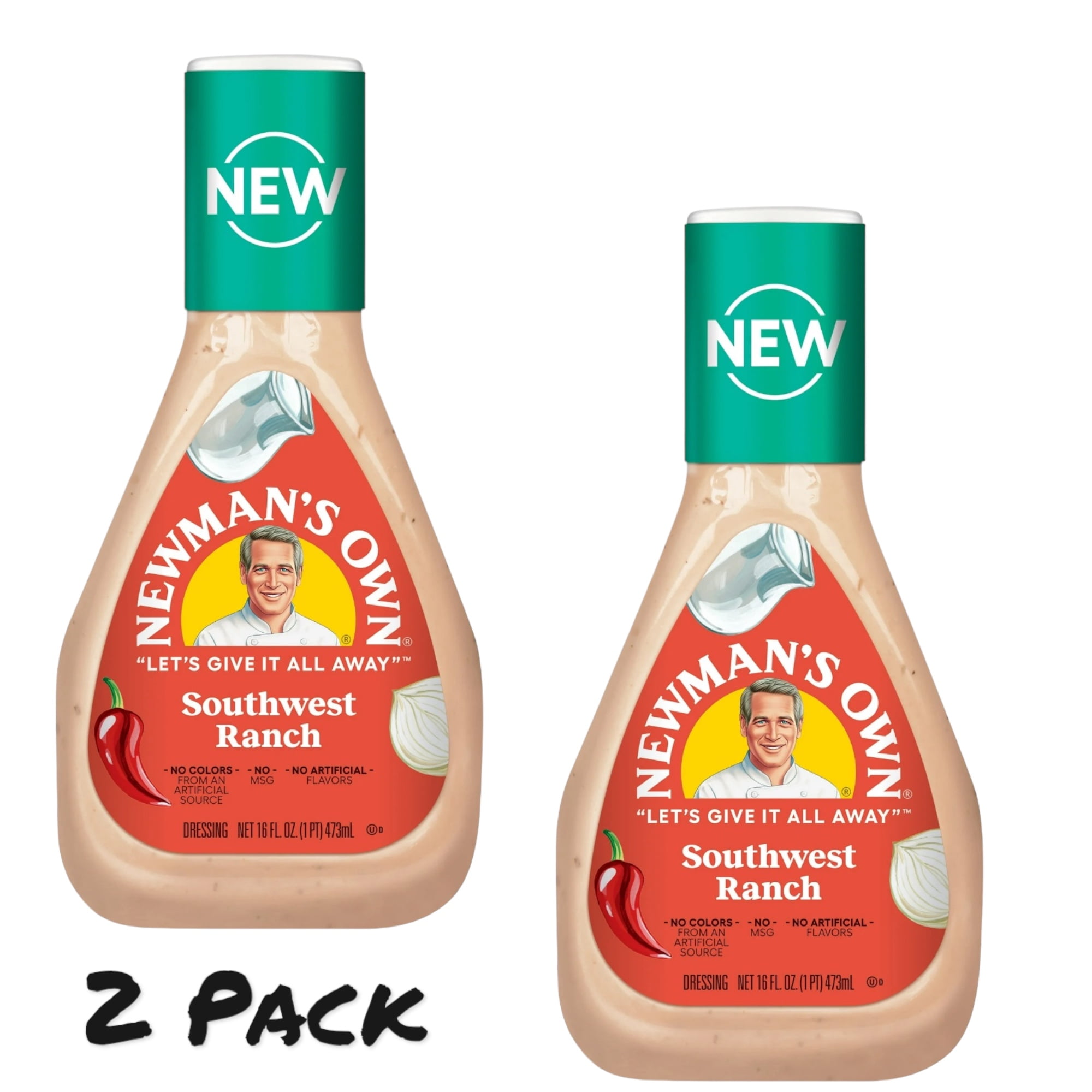 ( 2 Pack ) Newman's Own Southwest Ranch Salad Dressing, 16 oz Bottles