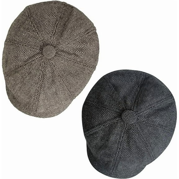 2 Pack Newsboy Hats for Men Classic 8 Panel Wool Blend Ivy Hat