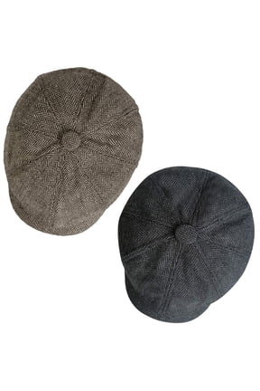 2 Pack Newsboy Hats for Men Classic 8 Panel Wool Blend Ivy Hat