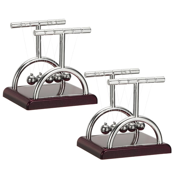 2 Pack Newtons Cradle, Newton's Cradle Pendulum 5 Balance Balls Desk Toys Gravity Ball Cool Funny for Physics Toys Adults Science Men Office Desk Decor Home Gift, T-shaped, S