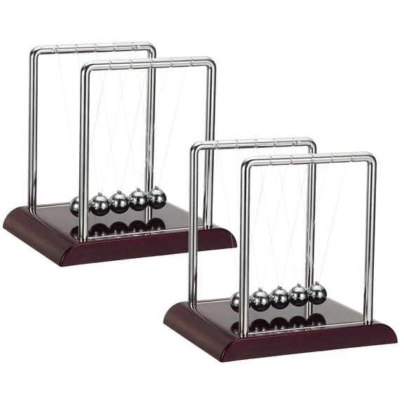 2 Pack Newtons Cradle, Newton's Cradle Pendulum 5 Balance Balls Desk Toys Gravity Ball Cool Funny for Physics Toys Adults Science Men Office Desk Decor Home Gift, Red, L