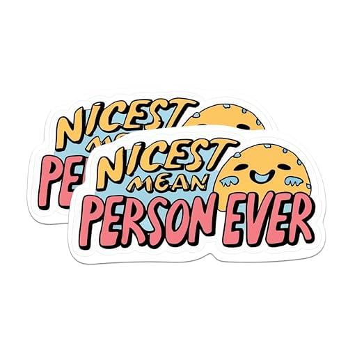 (2 Pack) Nicest Mean Person Ever Magnets - Funny Cute Sarcastic Sense of Humor - 5" On Longest Side - Premium Magnet - for Cars, Refrigerators, Toolboxes, Lockers - Made in USA - MAG1666