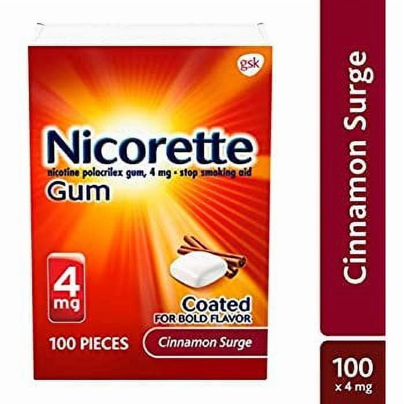 2 Pack - Nicorette Gum 4 mg Cinnamon Surge 100 Each