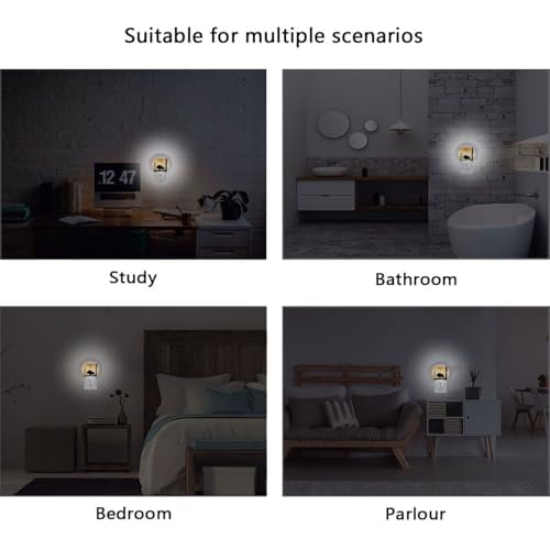 2 Pack Night Light Bison Silhouettes Print Plug into Wall Decorative Lamp Auto Dusk to Dawn Sensor LED 34.51.4 in