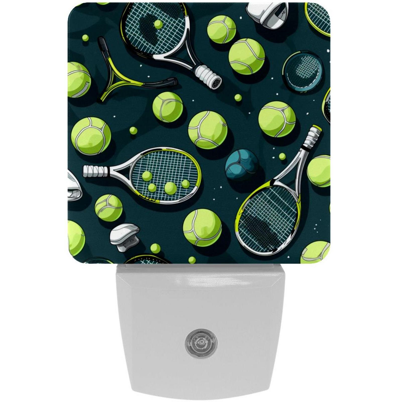 Tennis Racket Plug 2 Pack Night Light for Kids, Tennis Balls Racket Print Night Light Plug ...