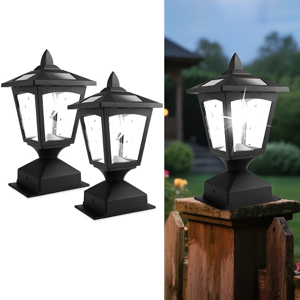Kanstar 2 pack Solar Post Cap Lights for 4x4 Wood Posts, Waterproof LED Deck Lights for Fence & Patio