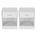 thumbnail image 1 of 2 Pack Night Stands with Drawer and Open Shelf, Square Side Table, Concise End Table for Living Room Bedroom, White, 1 of 9