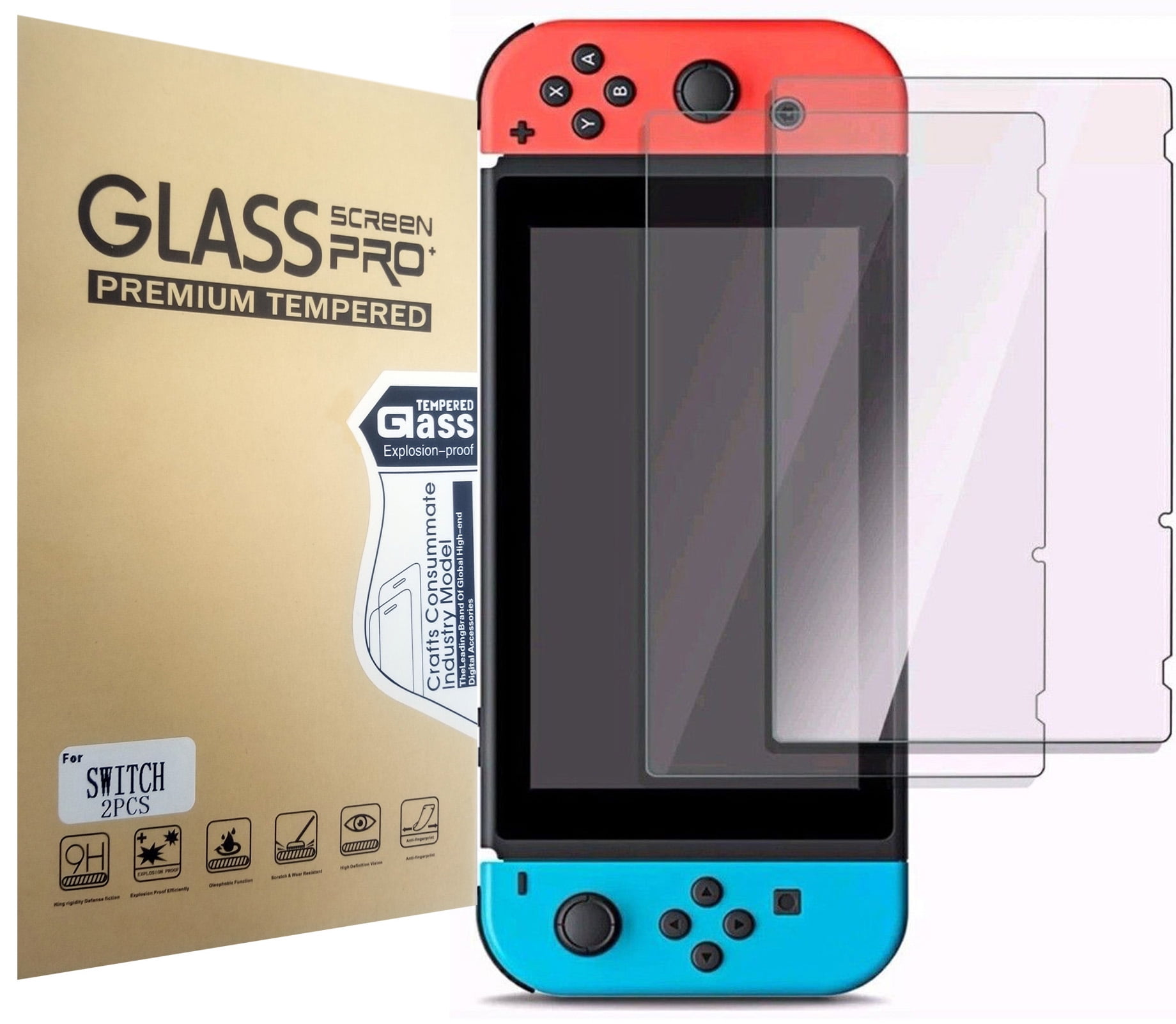 2 Pack Nintendo Switch Screen Protector Tempered Glass, Pokanic