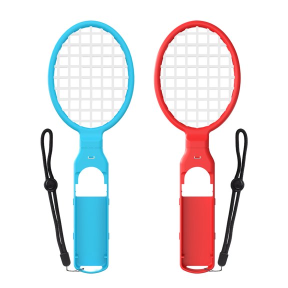 2-Pack Nintendo Switch Tennis Rackets for Joy-Cons - Enhance Sports Gaming for Switch & OLED - Ergonomic Grip & Wrist Straps (Red & Blue)