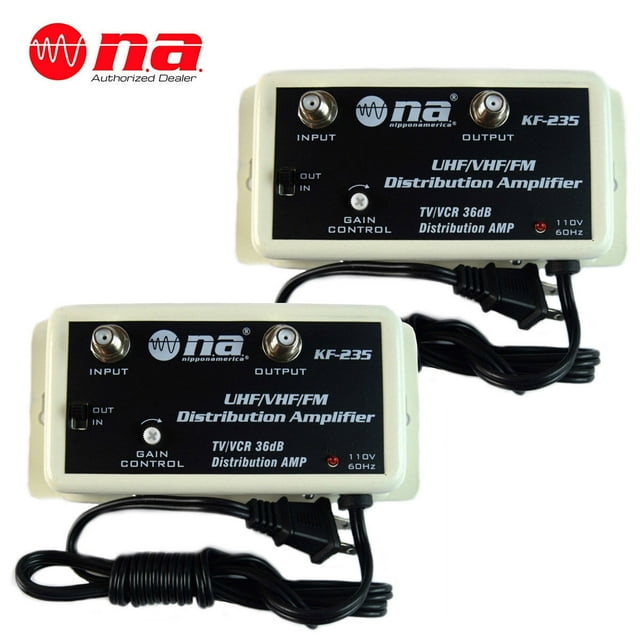 2 Pack Nippon America 36 DB Cable Antenna Signal Booster Amplifier VHF