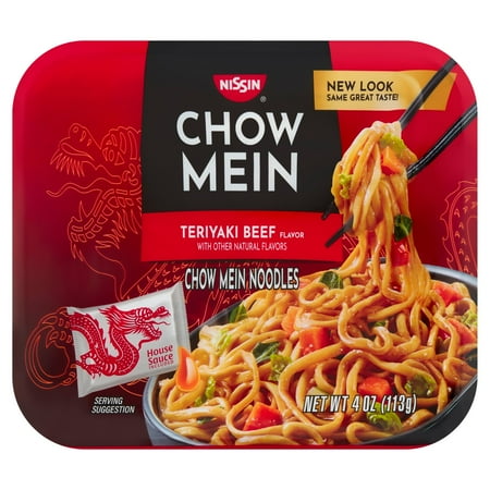 2 Pack - Nissin Chow Mein Noodle Premium Teriyaki Beef Flavor 4 oz Package May Vary
