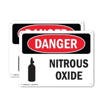 (2 Pack) Nitrous Oxide OSHA Danger Sign 14 Inch X 10 Inch Plastic Sign, Weather Resistant, UV Protected for Workplace, Business, and Construction Site, Made in the USA