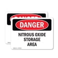 thumbnail image 1 of (2 Pack) Nitrous Oxide Storage Area OSHA Danger Sign 7 Inch X 5 Inch Vinyl Label Decal Sticker Weather Resistant, UV Protected for Workplace, Business, and Construction Site, Made in, 1 of 7