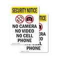 thumbnail image 1 of (2 Pack) No Camera No Video With Symbol OSHA Security Notice Sign, 1 of 7