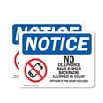 thumbnail image 1 of (2 Pack) No Cell Phones Bags Purses In Court OSHA Notice Sign, 1 of 7