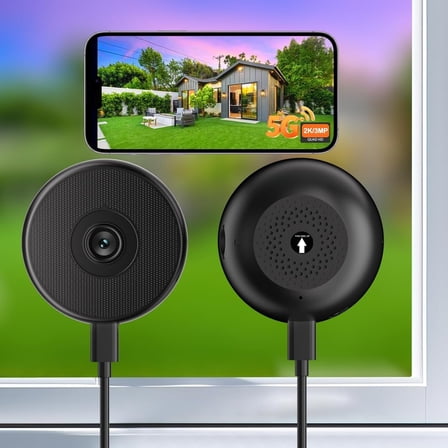 2 Pack No-Drill Window Camera, 5GHz & 2.4GHz WiFi Outdoor Thru Glass, Anti-Glare Full Color Night Vision, Window Mounted Camera for , Works with Alexa