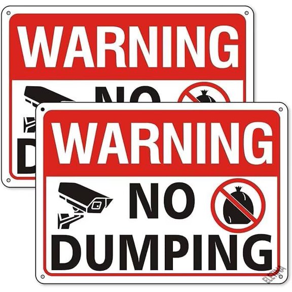 2 Pack No Dumping Sign No Dumping Video Surveillance Signs 12"x 8" Metal Signs For Outdoor & Indoor
