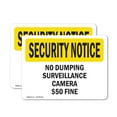 thumbnail image 1 of (2 Pack) No Dumping Surveillance Camera $50 Fine OSHA Security Notice Sign, 1 of 7